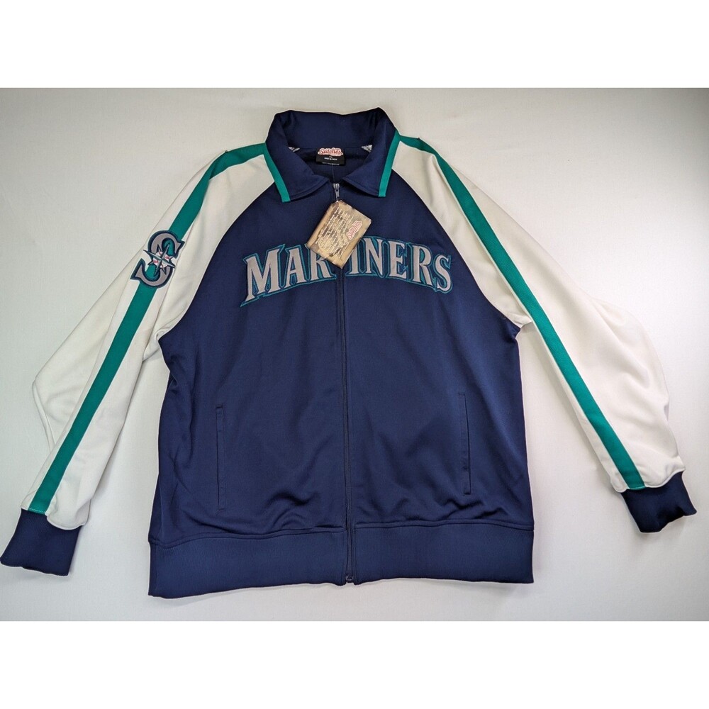 Y2K Seattle Mariners Track Jacket Stitches NWT Deadstock XL Blue/Teal/White